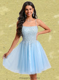 Helga A-line Scoop Short Tulle Sequin Homecoming Dress With Sequins Beading STIP0025706