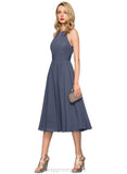 Hadassah A-line Scoop Chiffon Cocktail Dress With Ruffle STIP0020858