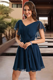 Melissa A-line V-Neck Short/Mini Chiffon Homecoming Dress STIP0020464