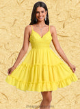 Aryana A-line V-Neck Short Chiffon Homecoming Dress With Ruffle Sequins STIP0025700