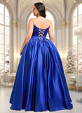 Brisa Ball-Gown/Princess Straight Floor-Length Satin Prom Dresses STIP0025831