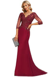 Dayanara Trumpet/Mermaid V-Neck Sweep Train Chiffon Lace Evening Dress With Sequins STIP0020849