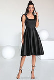 Sonia A-line Square Knee-Length Satin Homecoming Dress With Bow STIP0020556