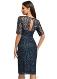 Isla Sheath/Column Scoop Knee-Length Lace Cocktail Dress With Sequins STIP0020921