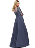 Giana A-line Scoop Illusion Floor-Length Chiffon Lace Evening Dress With Sequins STIP0020946