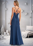 Claire A-line Square Floor-Length Chiffon Bridesmaid Dress With Ruffle STIP0025732