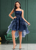 Lyla Ball-Gown/Princess Straight Asymmetrical Organza Homecoming Dress With Sequins Appliques Lace STIP0025652