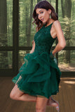 Arabella Ball-Gown/Princess Scoop Short/Mini Lace Tulle Homecoming Dress With Sequins STIP0020537