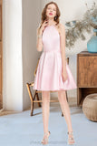 Cindy A-line Scoop Short/Mini Satin Homecoming Dress STIP0020590