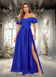 Roselyn A-line Off the Shoulder Sweetheart Floor-Length Satin Prom Dresses STIP0025852