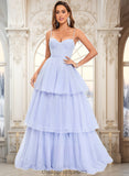 Rebekah Ball-Gown/Princess Sweetheart Sweep Train Tulle Prom Dresses With Bow STIP0025843