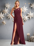 Giselle A-line One Shoulder Floor-Length Chiffon Bridesmaid Dress STIP0025756