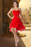 Giana A-line Sweetheart Asymmetrical Chiffon Homecoming Dress With Beading Ruffle STIP0020599