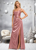 Nola A-line Cowl Floor-Length Stretch Satin Prom Dresses STIP0025881