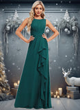 Jessica A-line Scoop Floor-Length Chiffon Bridesmaid Dress With Ruffle STIP0025814