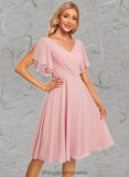 Ashtyn A-line V-Neck Knee-Length Chiffon Homecoming Dress STIP0025702