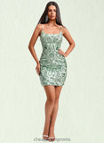 Madalyn Bodycon Square Short Sequin Homecoming Dress STIP0025669