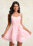 Matilda A-line Scoop Mini Chiffon Homecoming Dress With Pleated STIP0025675