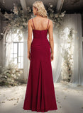 Patricia Trumpet/Mermaid V-Neck Floor-Length Chiffon Bridesmaid Dress STIP0025825