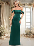 Tiffany Sheath/Column Off the Shoulder Floor-Length Satin Bridesmaid Dress STIP0025815