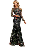 Jaden Sheath/Column Boat Neck Illusion Floor-Length Lace Evening Dress STIP0020796