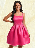 Rosalind Ball-Gown/Princess Scoop Short Satin Homecoming Dress STIP0025714