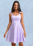 Sarah A-line Sweetheart Short Satin Homecoming Dress With Bow STIP0025682