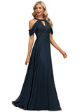 Luz A-line Cold Shoulder Scoop Floor-Length Chiffon Lace Evening Dress With Sequins STIP0020808