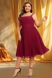 Jackie A-line Square Knee-Length Chiffon Homecoming Dress With Pleated STIP0020530