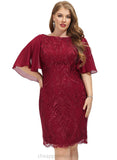 Nylah Sheath/Column Scoop Knee-Length Chiffon Lace Cocktail Dress STIP0020974