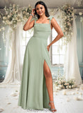 Penny A-line Cowl Floor-Length Chiffon Bridesmaid Dress With Bow STIP0025738