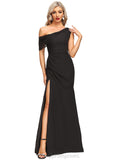 Genesis Sheath/Column Asymmetrical Floor-Length Chiffon Evening Dress With Pleated STIP0020865