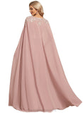 Hazel A-line V-Neck Floor-Length Chiffon Lace Evening Dress STIP0020976