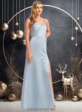 Alisha A-line V-Neck Floor-Length Satin Bridesmaid Dress STIP0025724