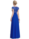 Genesis A-line V-Neck Floor-Length Chiffon Lace Evening Dress STIP0020891