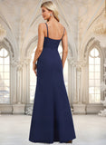 Everleigh Trumpet/Mermaid Cowl Floor-Length Stretch Crepe Bridesmaid Dress With Ruffle STIP0025766