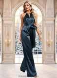 Anne Jumpsuit/Pantsuit Halter Floor-Length Stretch Satin Bridesmaid Dress STIP0025805