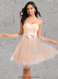 Paola Ball-Gown/Princess Sweetheart Short Tulle Homecoming Dress With Bow STIP0025719