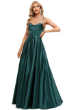 Jazlene A-line Sweetheart Floor-Length Satin Prom Dresses STIP0020969