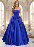 Brisa Ball-Gown/Princess Straight Floor-Length Satin Prom Dresses STIP0025831