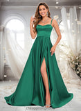 Macie A-line Sweetheart Sweep Train Satin Prom Dresses STIP0025846