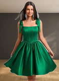 Emily Ball-Gown/Princess Straight Short Satin Homecoming Dress With Bow STIP0025645