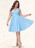 Vicky A-line V-Neck Knee-Length Chiffon Homecoming Dress With Ruffle STIP0025703