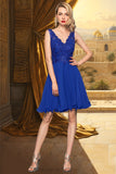 Jordan A-line V-Neck Knee-Length Chiffon Lace Homecoming Dress STIP0020589