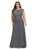 Kennedy Sheath/Column Scoop Illusion Floor-Length Chiffon Lace Evening Dress With Sequins STIP0020964