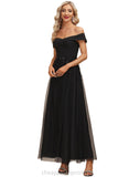 Natasha A-line Off the Shoulder Ankle-Length Chiffon Tulle Evening Dress With Beading Sequins STIP0020920