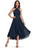 Jill A-line One Shoulder V-Neck Asymmetrical Chiffon Cocktail Dress STIP0020773