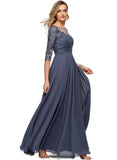 Giana A-line Scoop Illusion Floor-Length Chiffon Lace Evening Dress With Sequins STIP0020946