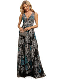 Jacqueline A-line V-Neck Floor-Length Lace Evening Dress STIP0020823