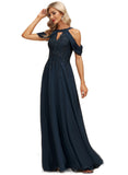 Luz A-line Cold Shoulder Scoop Floor-Length Chiffon Lace Evening Dress With Sequins STIP0020808